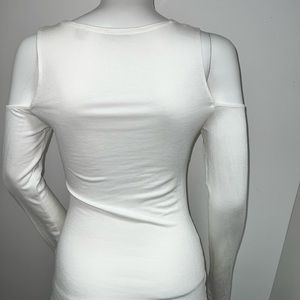 White cold shoulder long sleeve shirt